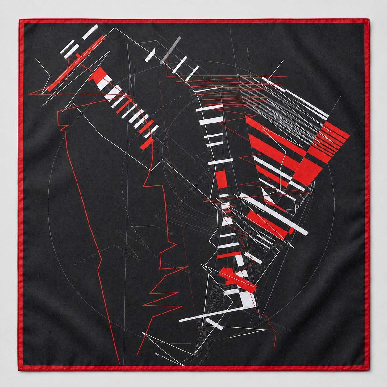 Unfold New York, Black, silk scarf laid flat